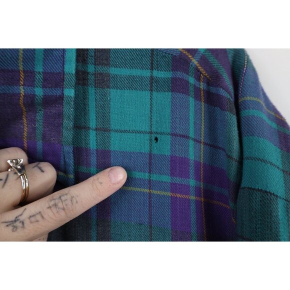 Vintage 90s Streetwear Mens Large Distressed Quilted Flannel Button Shirt Jacket - Picture 4 of 16